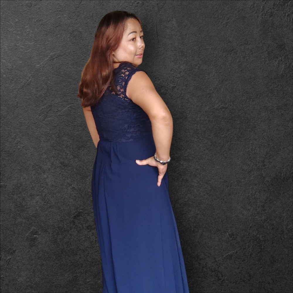 Miusol Women's Medium Navy Lace Formal Dress - Picture 11 of 12